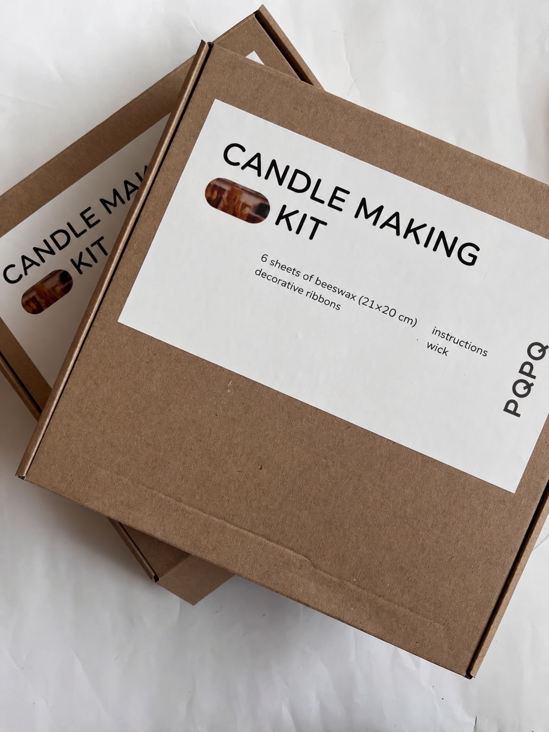 PQPQ candle making kit in kraft packaging